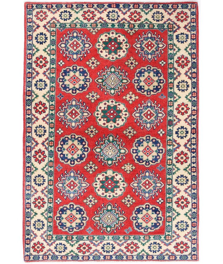 Hand Knotted Tribal Kazak Wool Rug 3' 3" x 4' 11" - No. AT52010