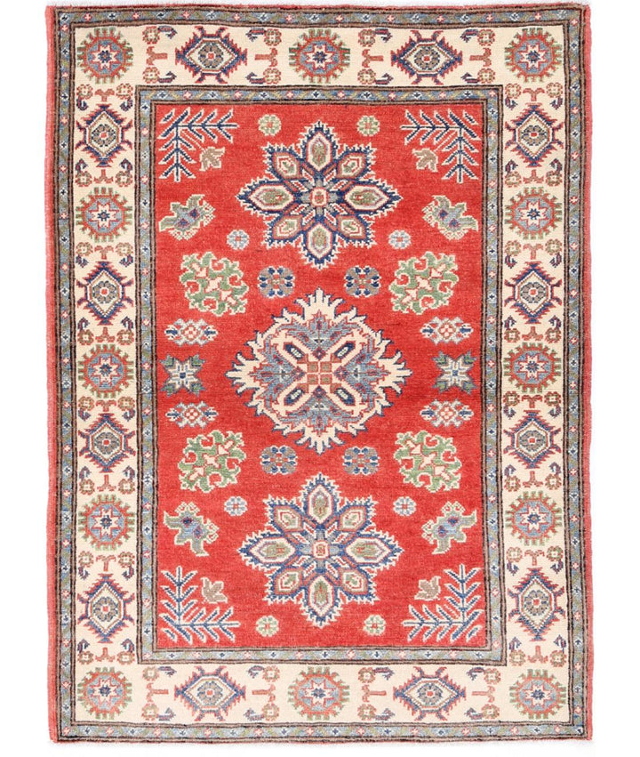 Hand Knotted Tribal Kazak Wool Rug 3' 3" x 4' 9" - No. AT80949