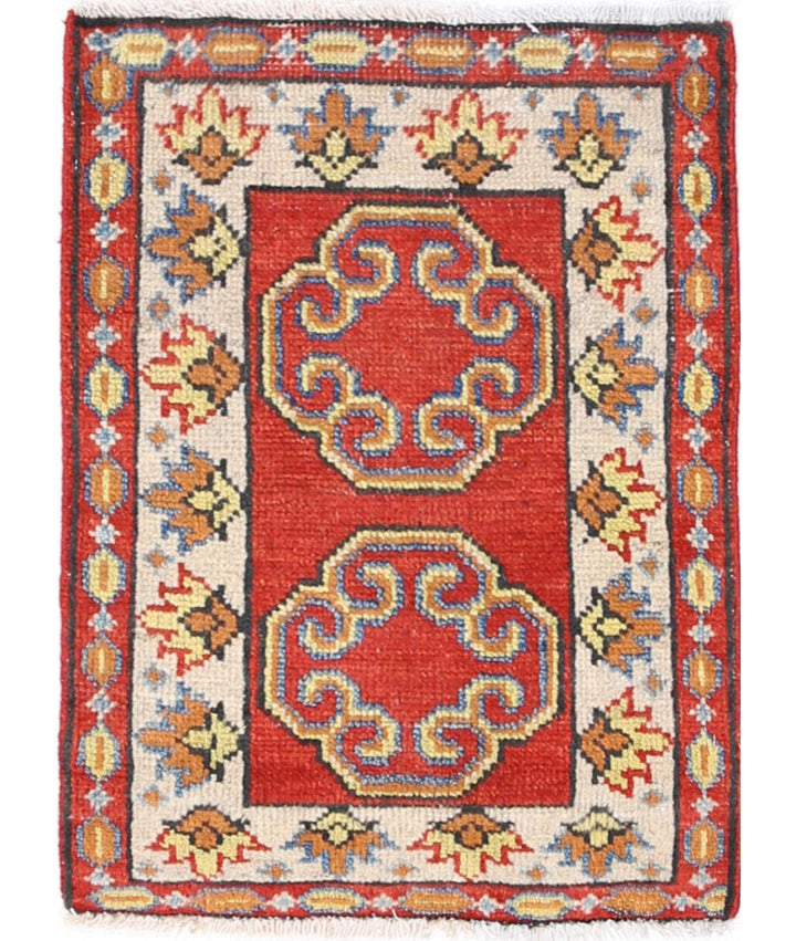 Hand Knotted Tribal Kazak Wool Rug 1' 7" x 2' 3" - No. AT35561