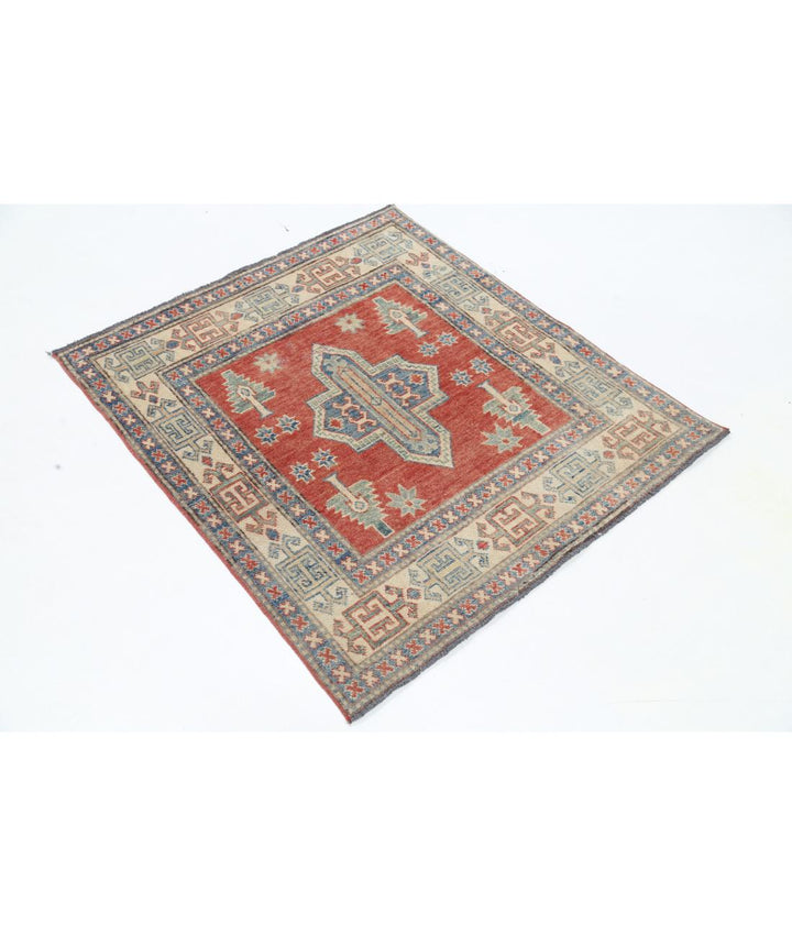 Hand Knotted Tribal Kazak Wool Rug 3' 2" x 3' 5" - No. AT71652