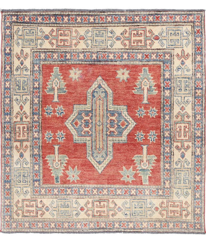 Hand Knotted Tribal Kazak Wool Rug 3' 2" x 3' 5" - No. AT71652