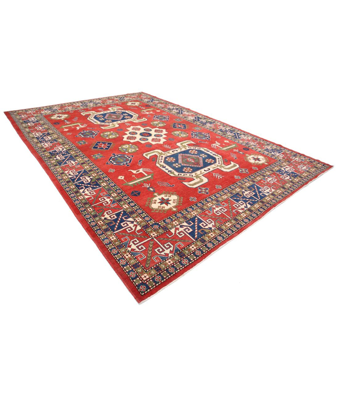 Hand Knotted Tribal Kazak Wool Rug 9' 7" x 13' 10" - No. AT57720