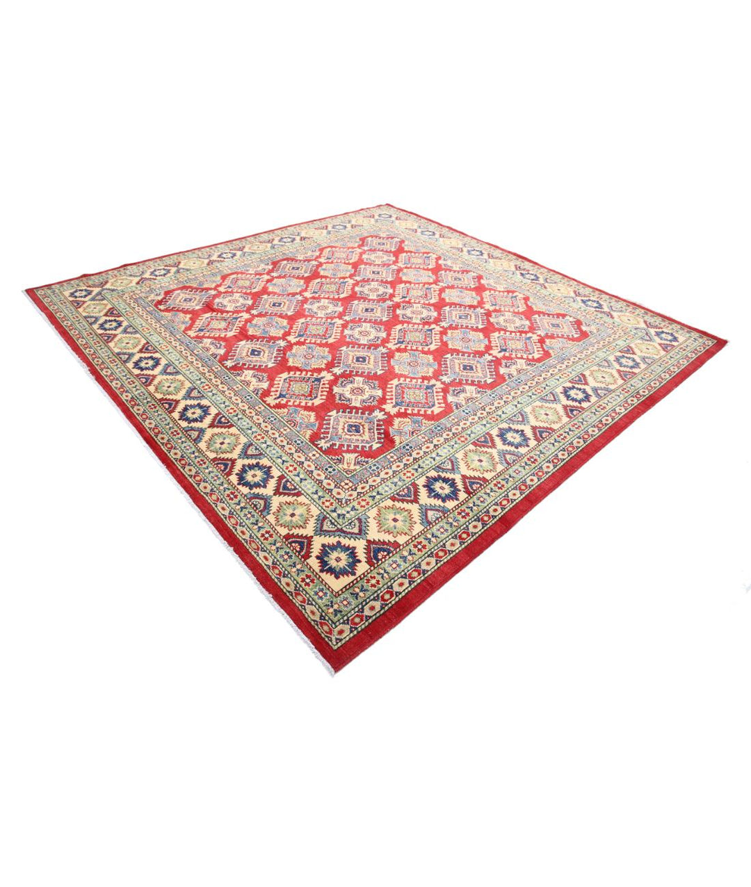 Hand Knotted Tribal Kazak Wool Rug 9' 1" x 9' 2" - No. AT76860