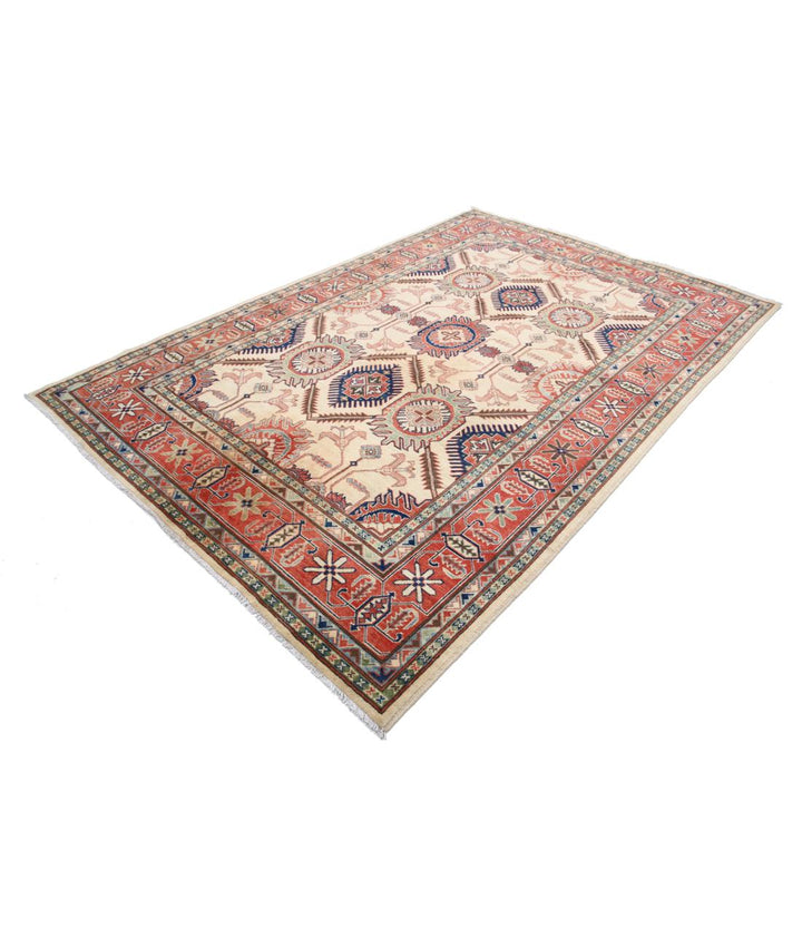 Hand Knotted Tribal Kazak Wool Rug 6' 5" x 9' 8" - No. AT49638
