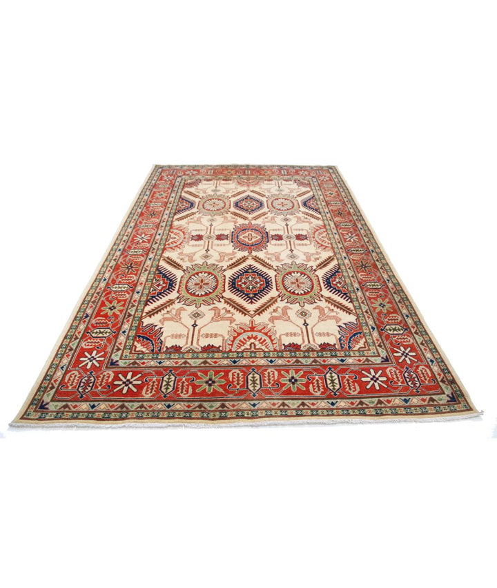 Hand Knotted Tribal Kazak Wool Rug 6' 5" x 9' 8" - No. AT49638