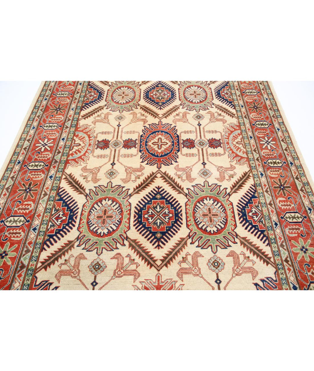 Hand Knotted Tribal Kazak Wool Rug 6' 5" x 9' 8" - No. AT49638