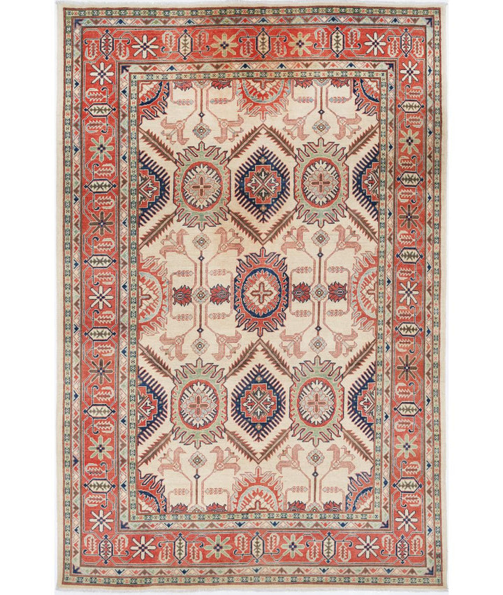 Hand Knotted Tribal Kazak Wool Rug 6' 5" x 9' 8" - No. AT49638