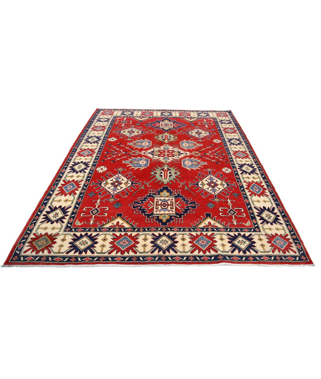 Hand Knotted Tribal Kazak Wool Rug 6' 10" x 9' 2" - No. AT15933