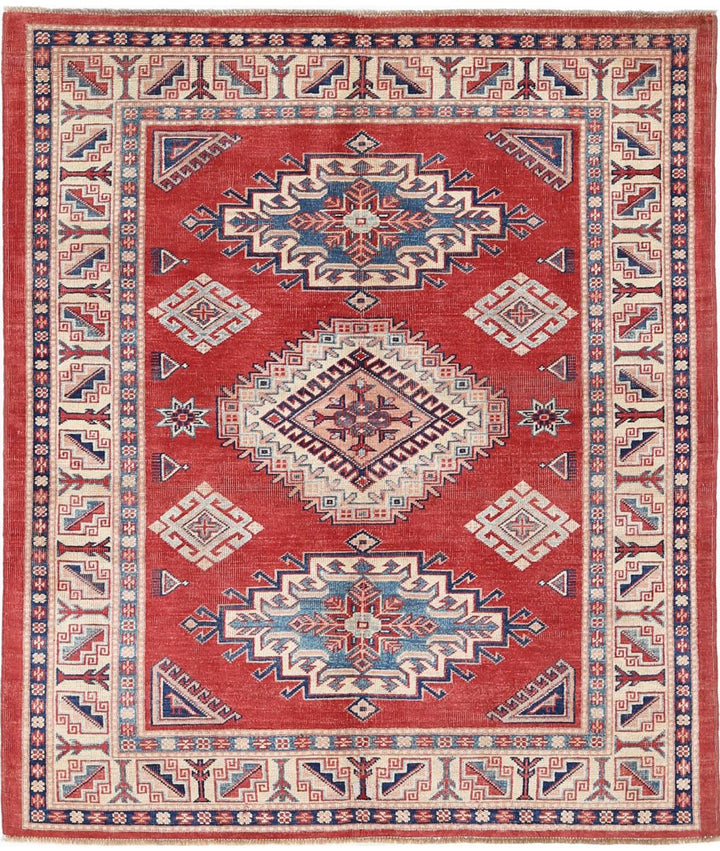 Hand Knotted Tribal Kazak Wool Rug 4' 11" x 6' 0" - No. AT40498