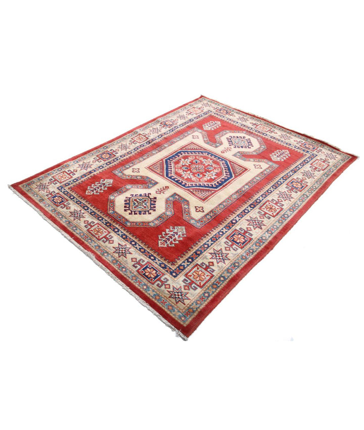 Hand Knotted Tribal Kazak Wool Rug 4' 11" x 6' 5" - No. AT14448
