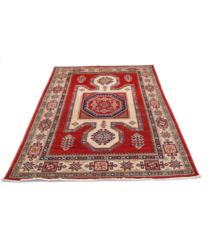 Hand Knotted Tribal Kazak Wool Rug 4' 11" x 6' 5" - No. AT14448