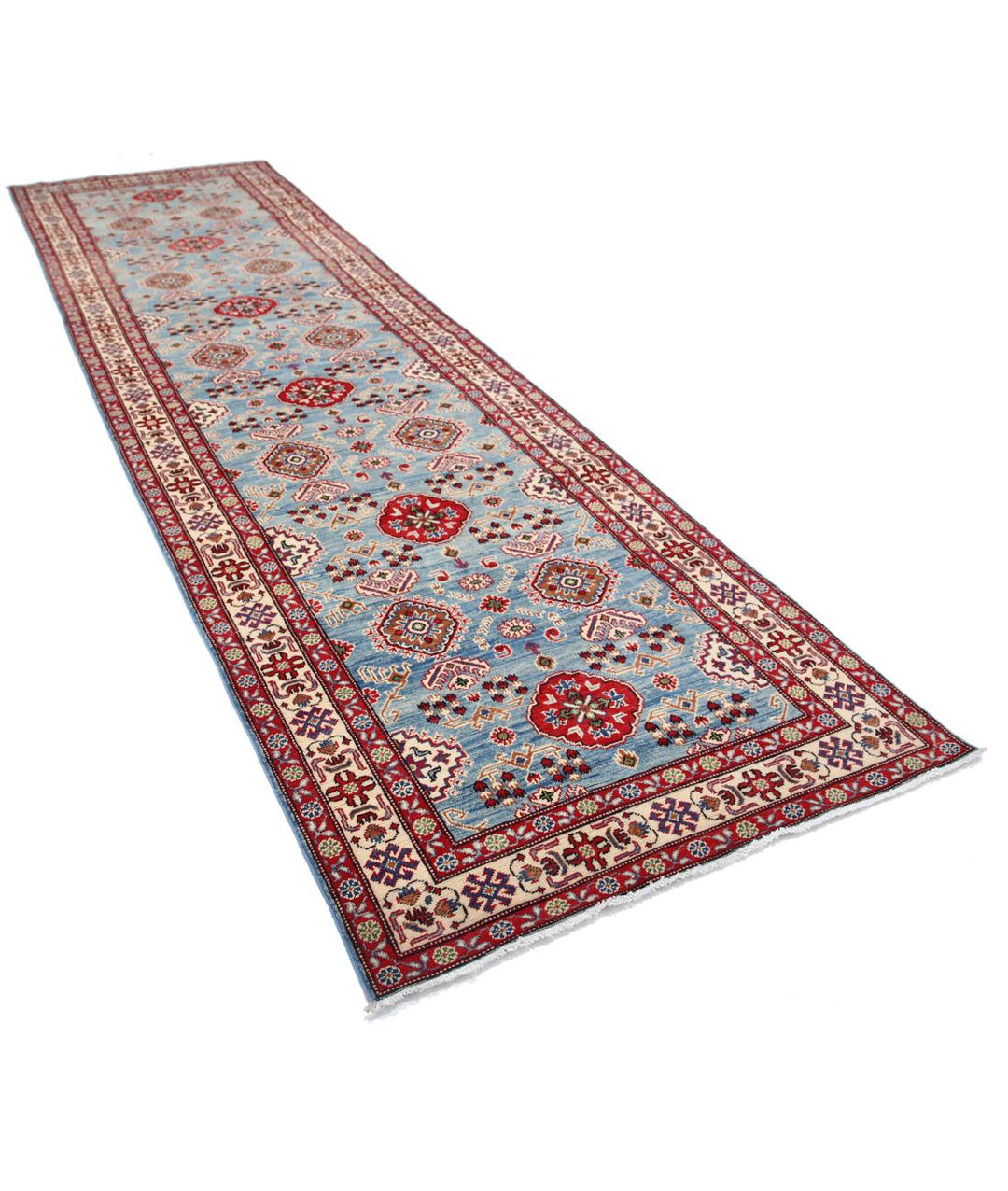 Hand Knotted Tribal Kazak Wool Rug 4' 1" x 14' 4" - No. AT19124