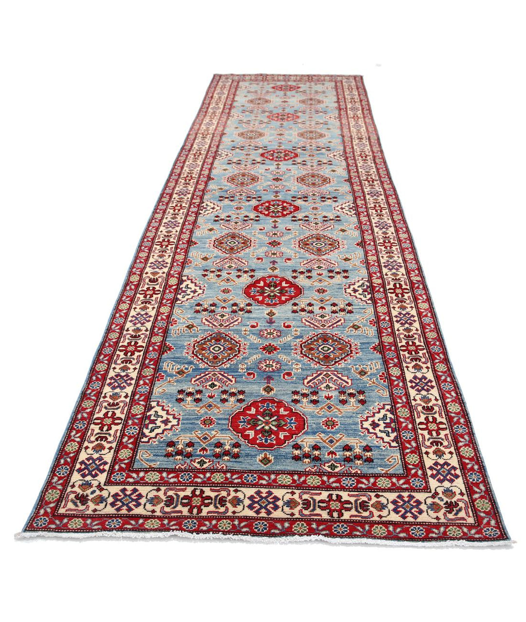 Hand Knotted Tribal Kazak Wool Rug 4' 1" x 14' 4" - No. AT19124