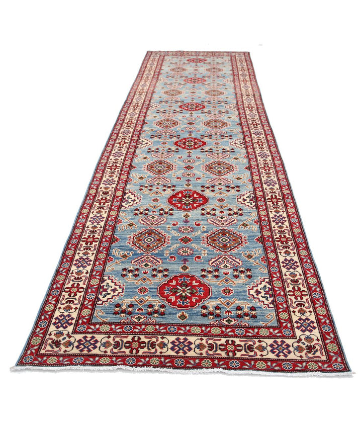Hand Knotted Tribal Kazak Wool Rug 4' 1" x 14' 4" - No. AT19124