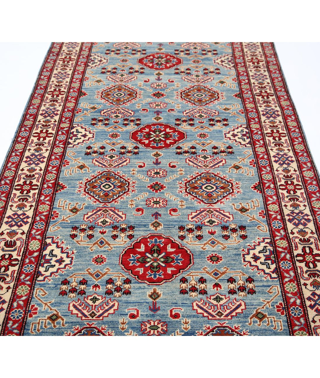 Hand Knotted Tribal Kazak Wool Rug 4' 1" x 14' 4" - No. AT19124