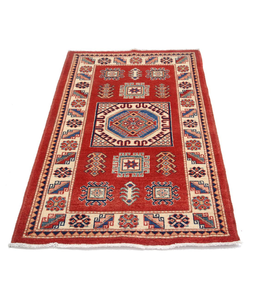 Hand Knotted Tribal Kazak Wool Rug 3' 2" x 5' 0" - No. AT49813