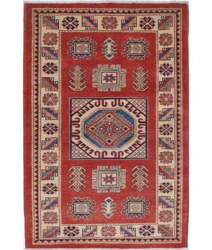Hand Knotted Tribal Kazak Wool Rug 3' 2" x 5' 0" - No. AT49813