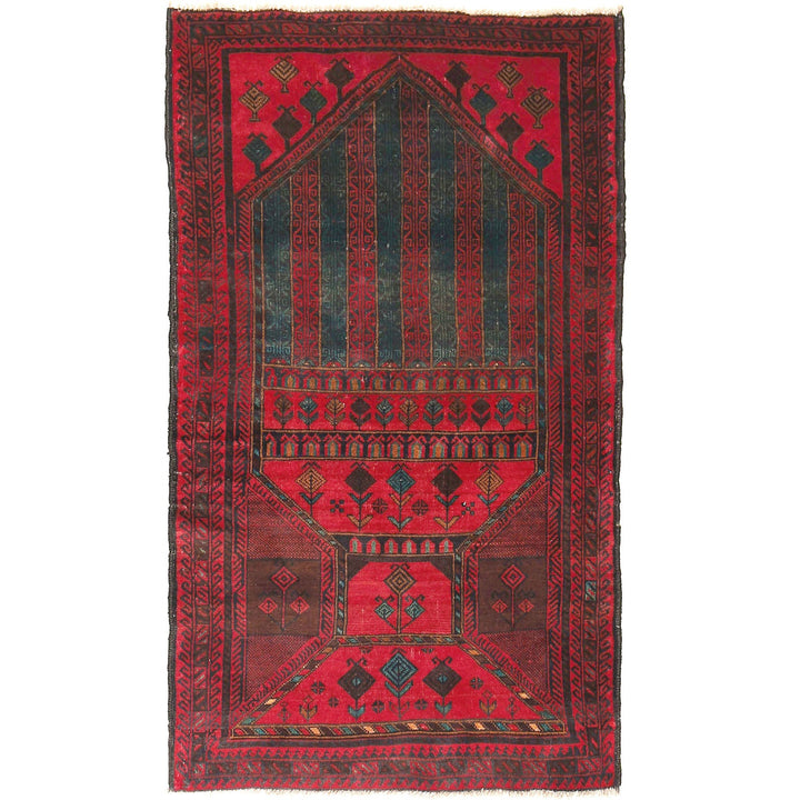 Afghan Prayer Rug 3' x 5'2" Hand-Knotted