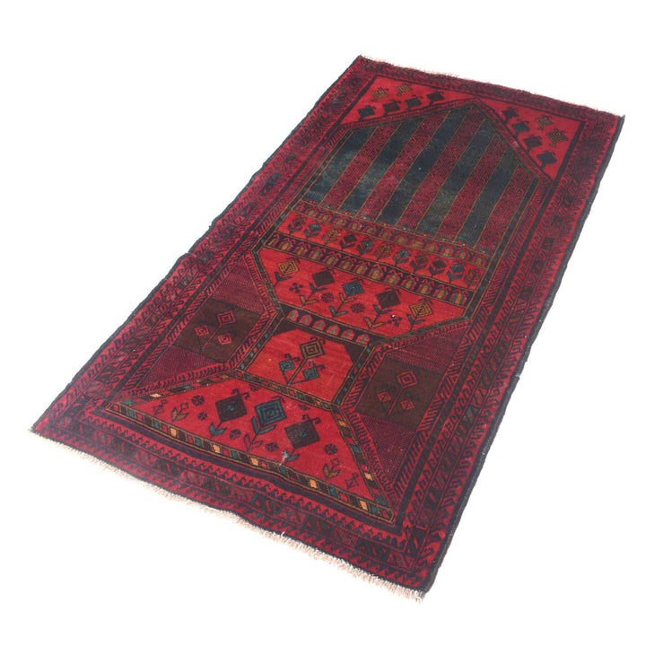 Afghan Prayer Rug 3' x 5'2" Hand-Knotted close-up