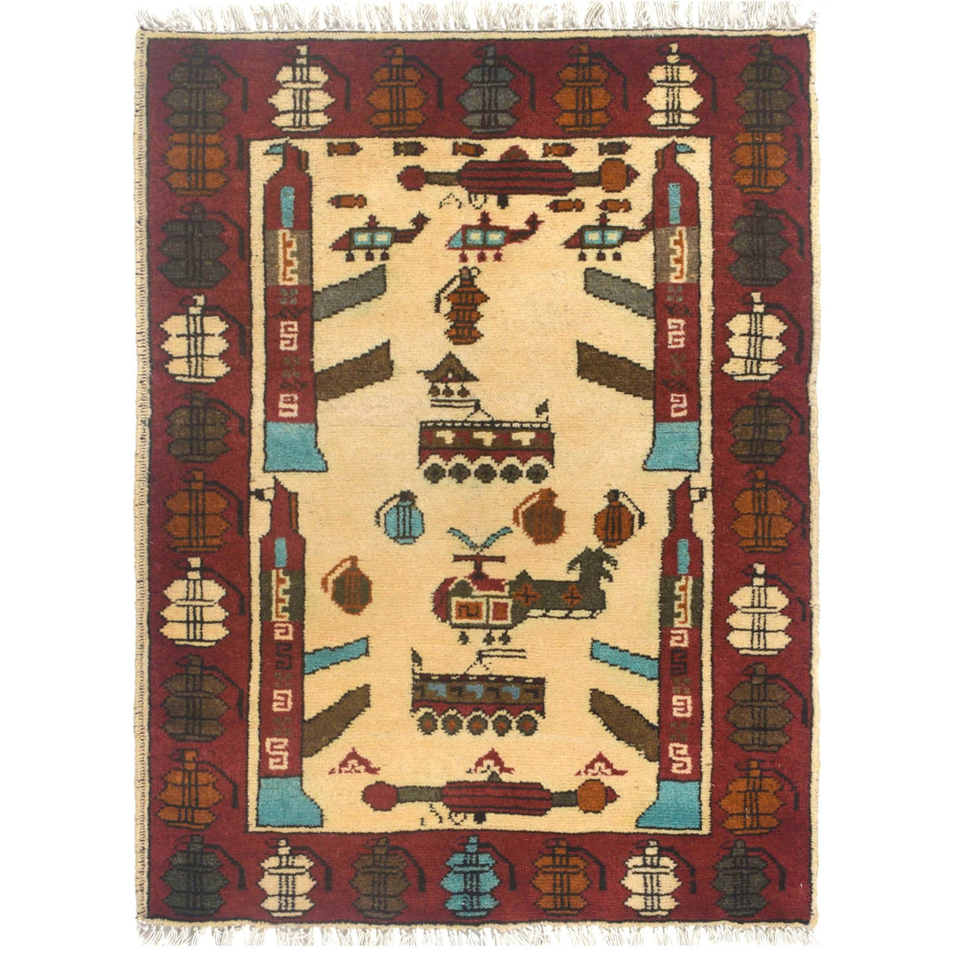 Afghan War Rug 2' x 2'8" - No. AL46392