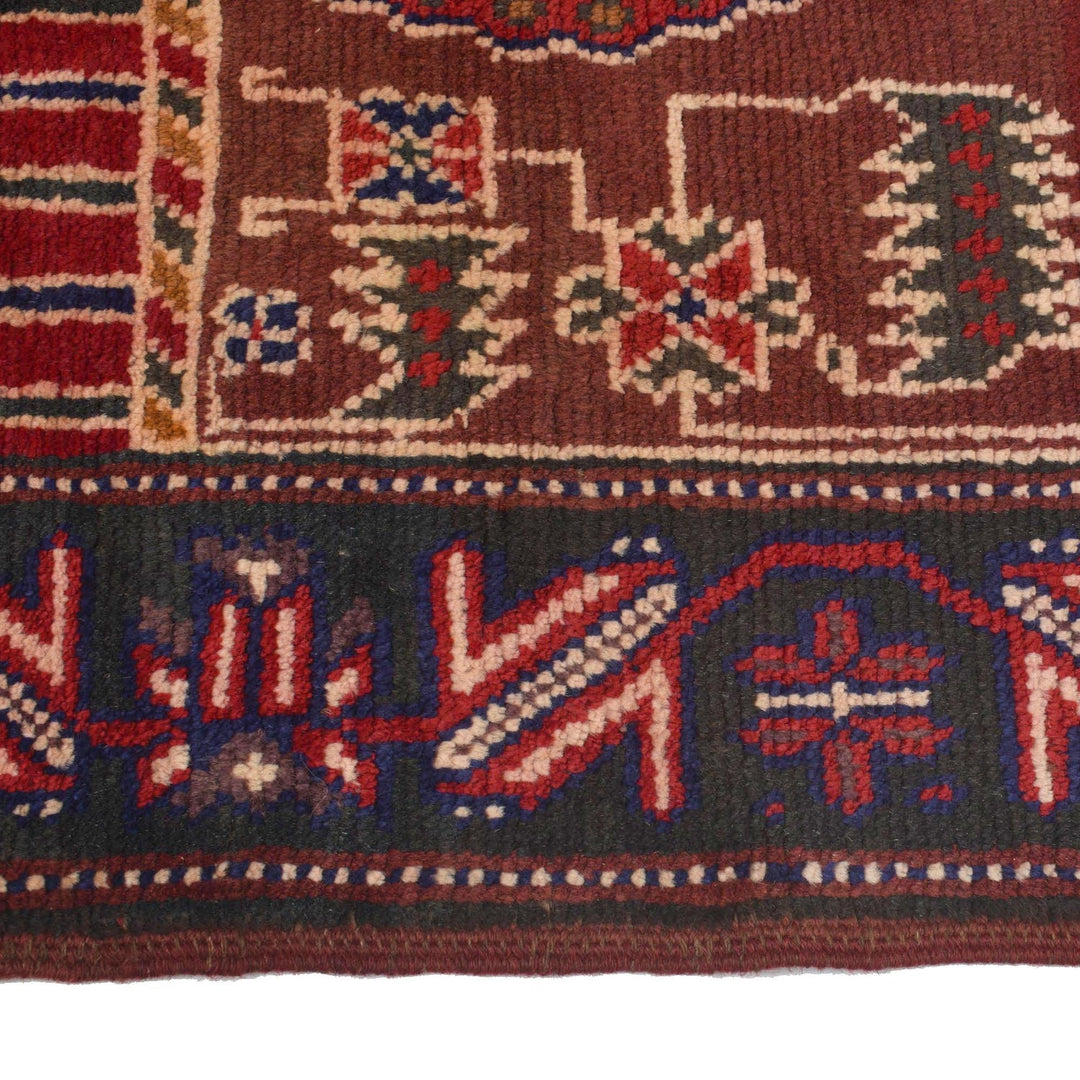 Afghan Prayer Rug 3'1" x 4'6" Hand-Knotted detail