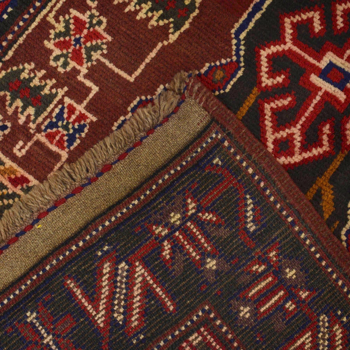 Afghan Prayer Rug 3'1" x 4'6" Hand-Knotted border