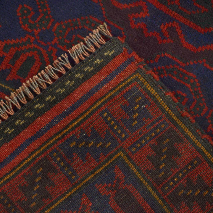 Red Afghan Prayer Rug 3'1" x 4'7" Hand-Knotted border