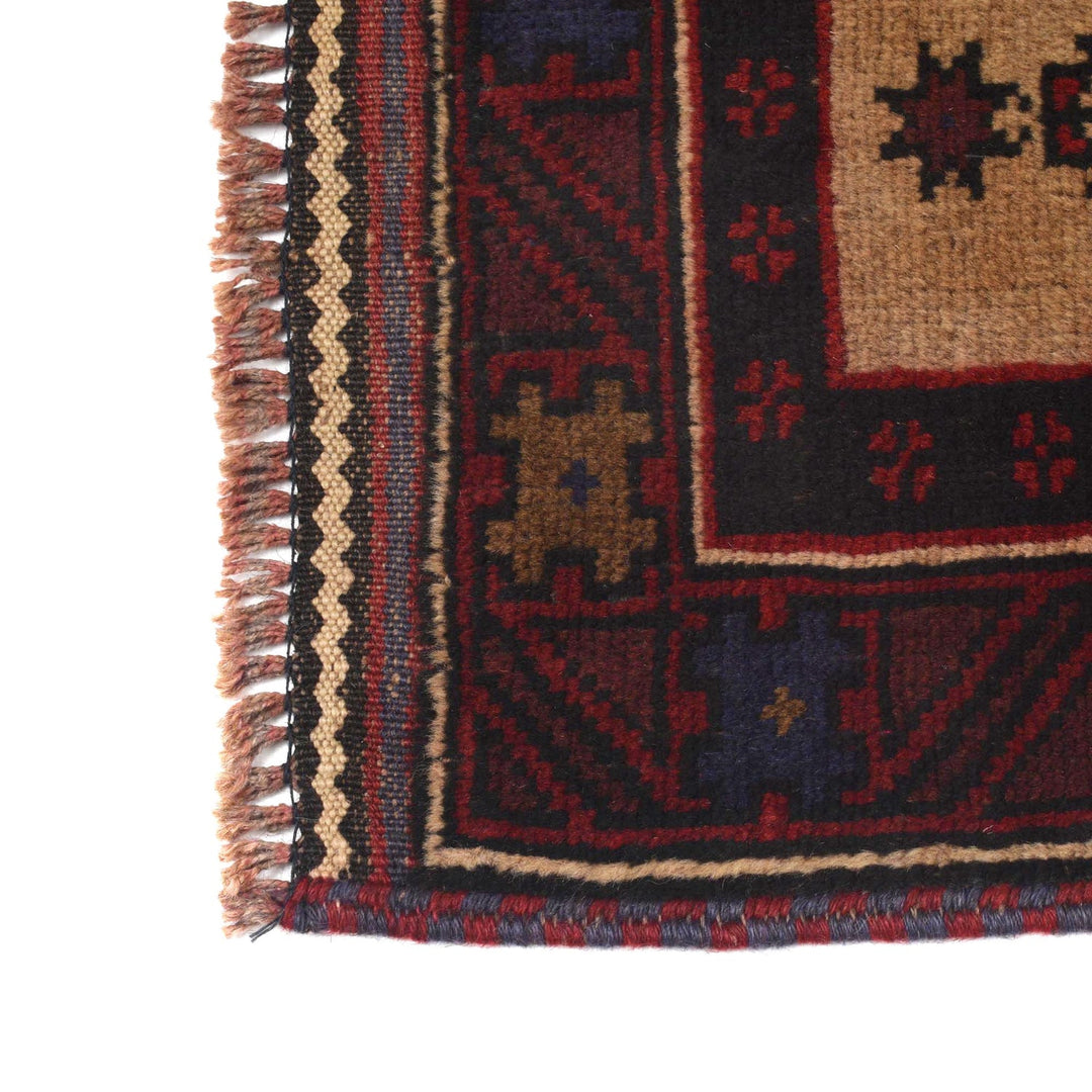 Beige Afghan Prayer Rug 3'0" x 4'7" Hand-Knotted view