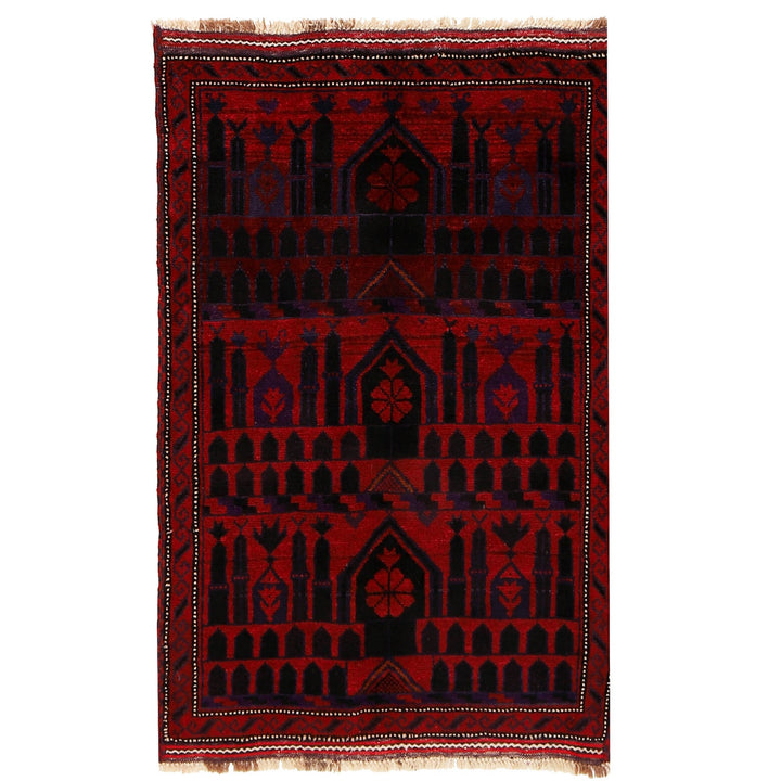 Afghan Prayer Rug 3'0" x 4'4" Hand-Knotted
