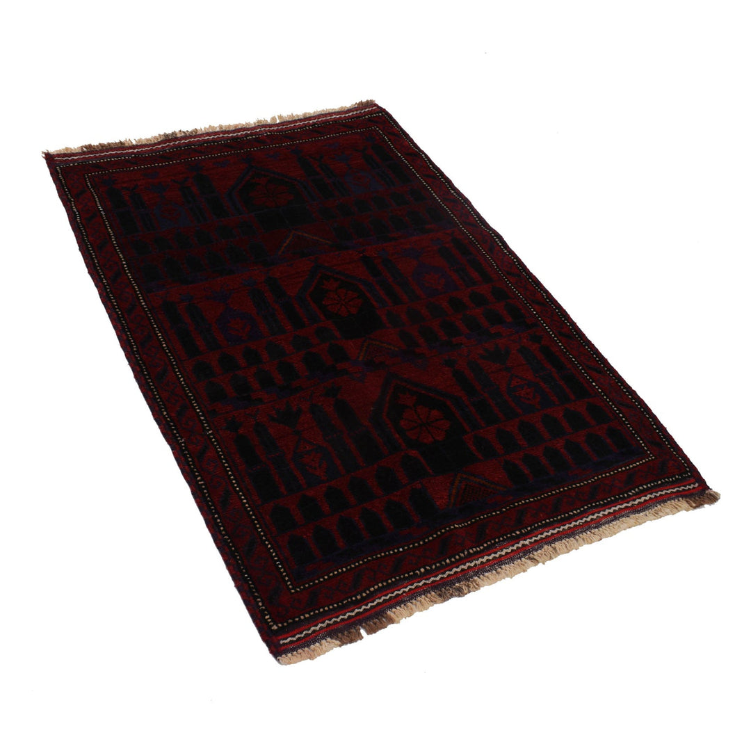 Afghan Prayer Rug 3'0" x 4'4" Hand-Knotted pattern