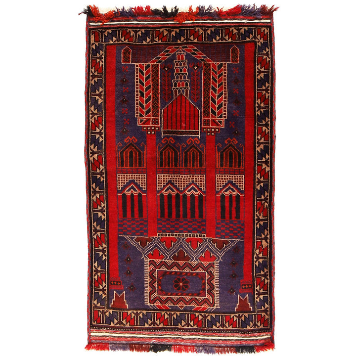 Afghan Prayer Rug 3'0" x 4'5" Hand-Knotted