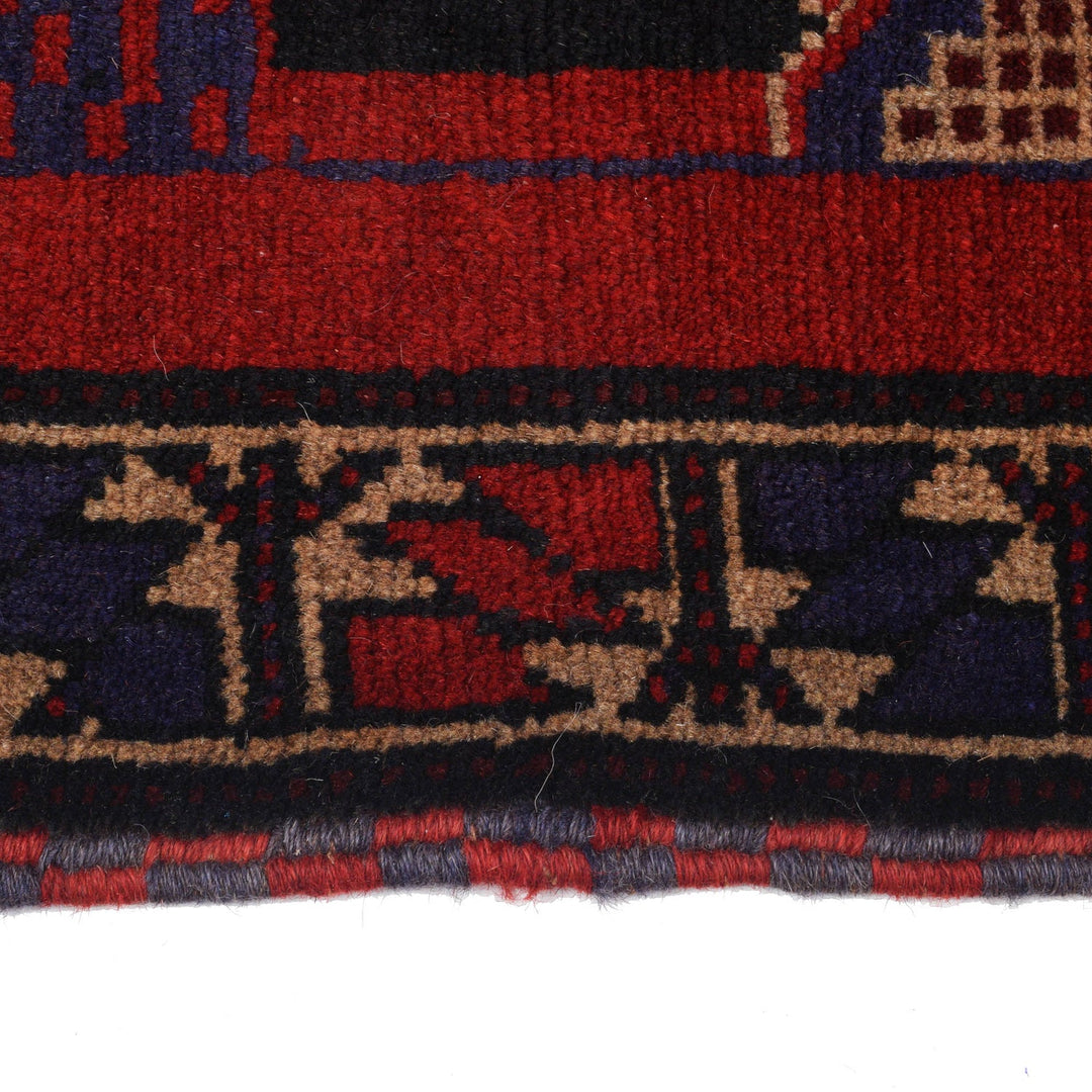 Afghan Prayer Rug 3'0" x 4'5" Hand-Knotted detail