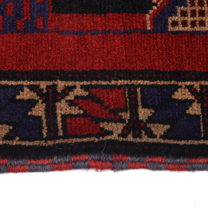 Afghan Prayer Rug 3'0" x 4'5" Hand-Knotted detail