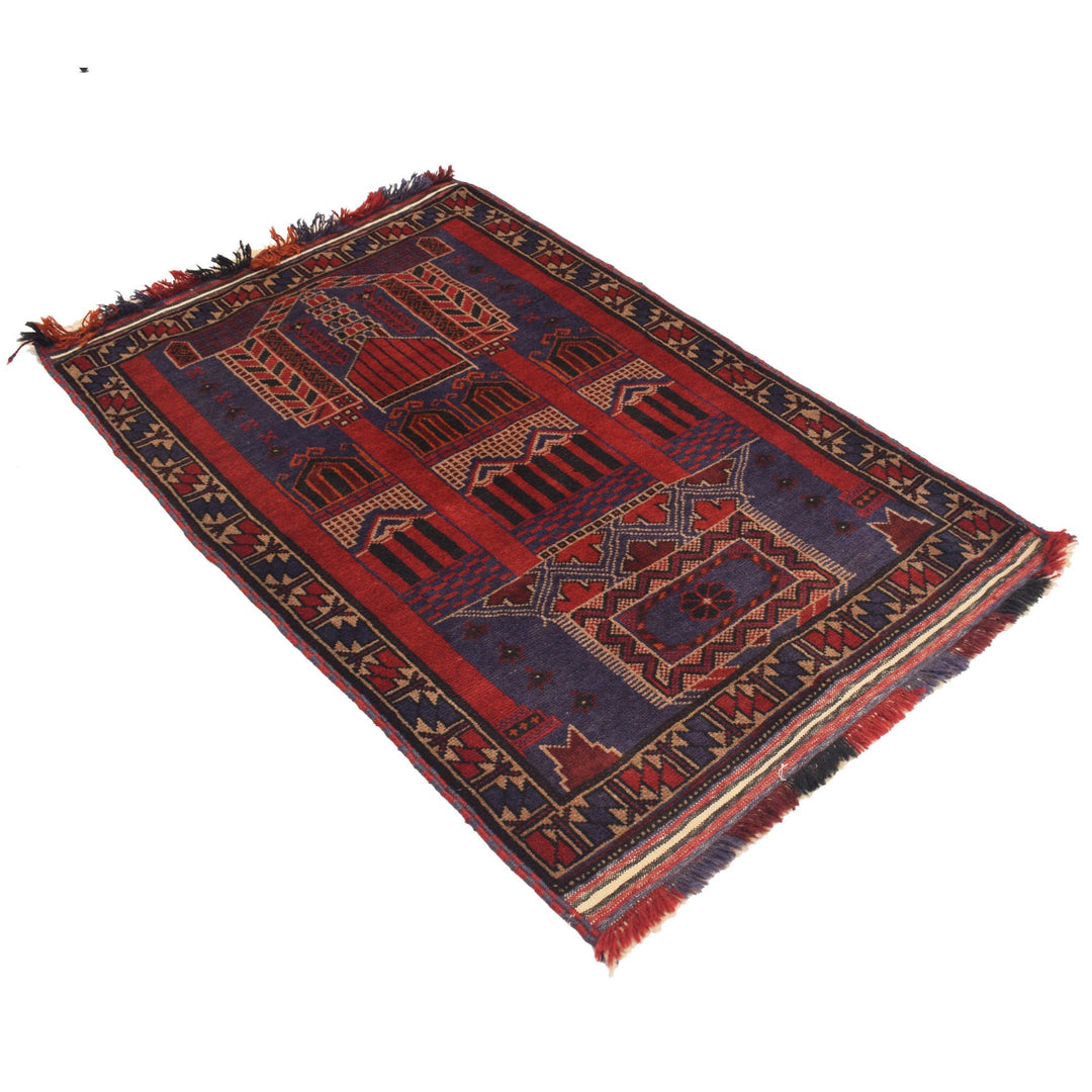 Afghan Prayer Rug 3'0" x 4'5" Hand-Knotted pattern