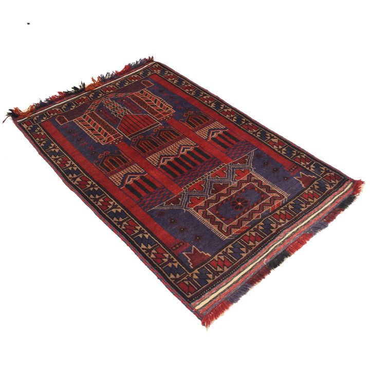 Afghan Prayer Rug 3'0" x 4'5" Hand-Knotted pattern