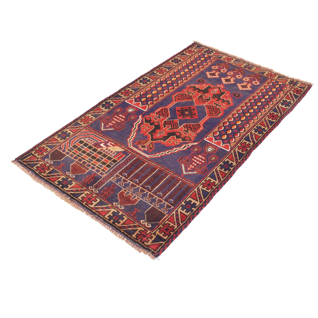 Afghan Prayer Rug 3'0" x 4'9" Hand-Knotted close-up