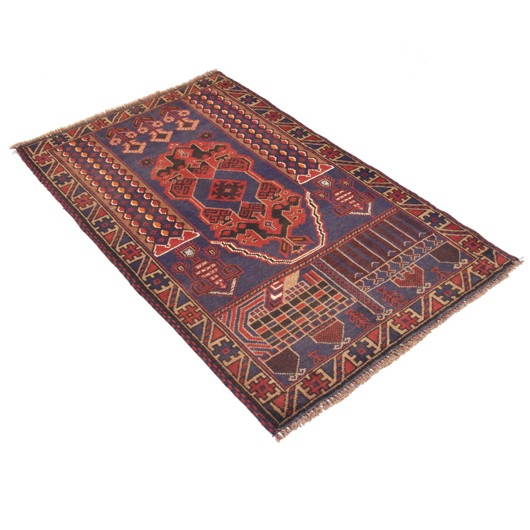 Afghan Prayer Rug 3'0" x 4'9" Hand-Knotted pattern