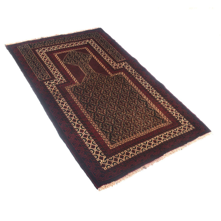 Afghan Prayer Rug 3' x 5' Hand-Knotted close-up