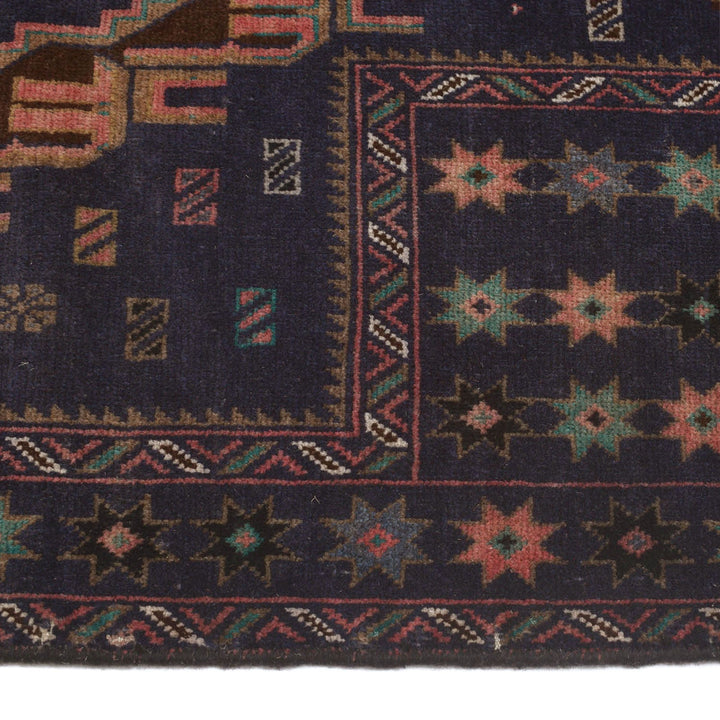 Afghan Prayer Rug 3'1" x 4'1" Hand-Knotted detail