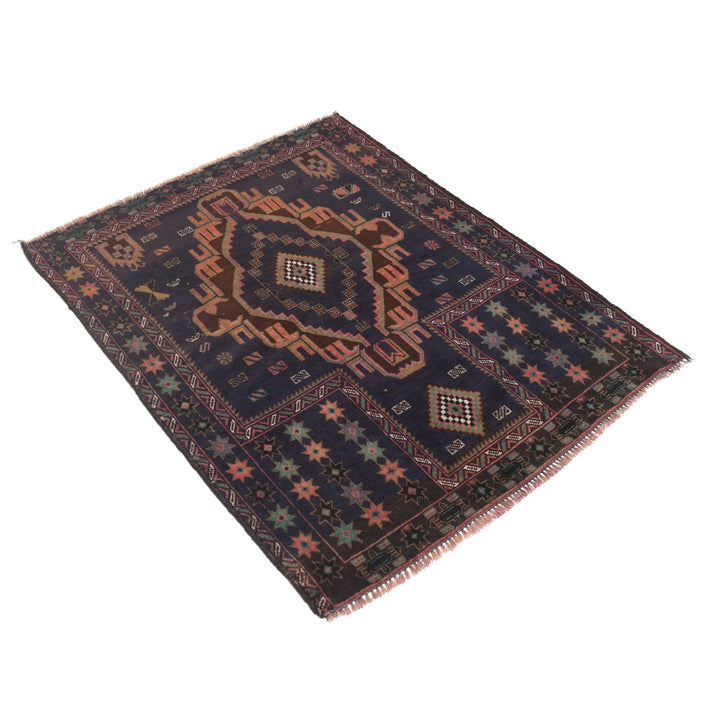 Afghan Prayer Rug 3'1" x 4'1" Hand-Knotted close-up