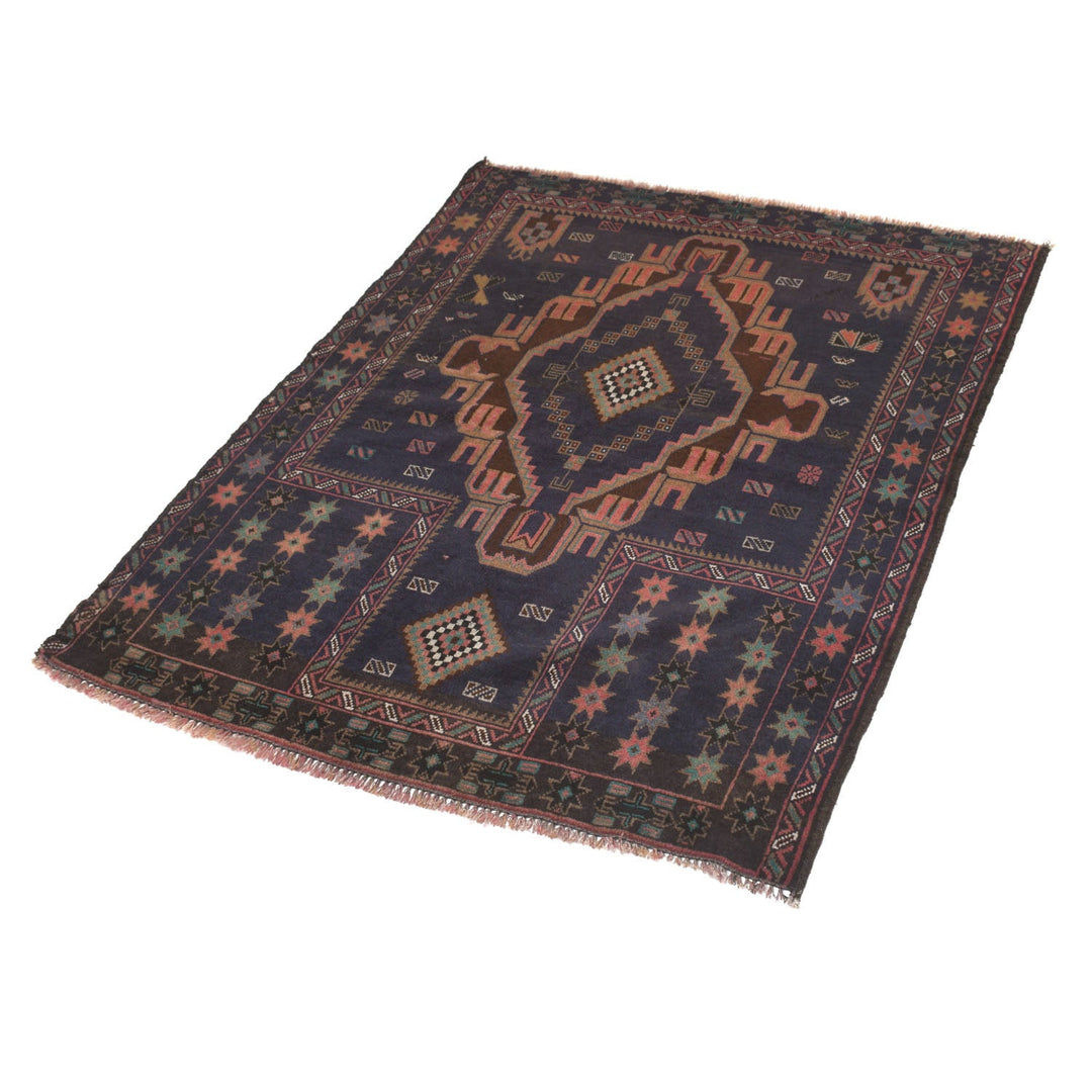 Afghan Prayer Rug 3'1" x 4'1" Hand-Knotted pattern
