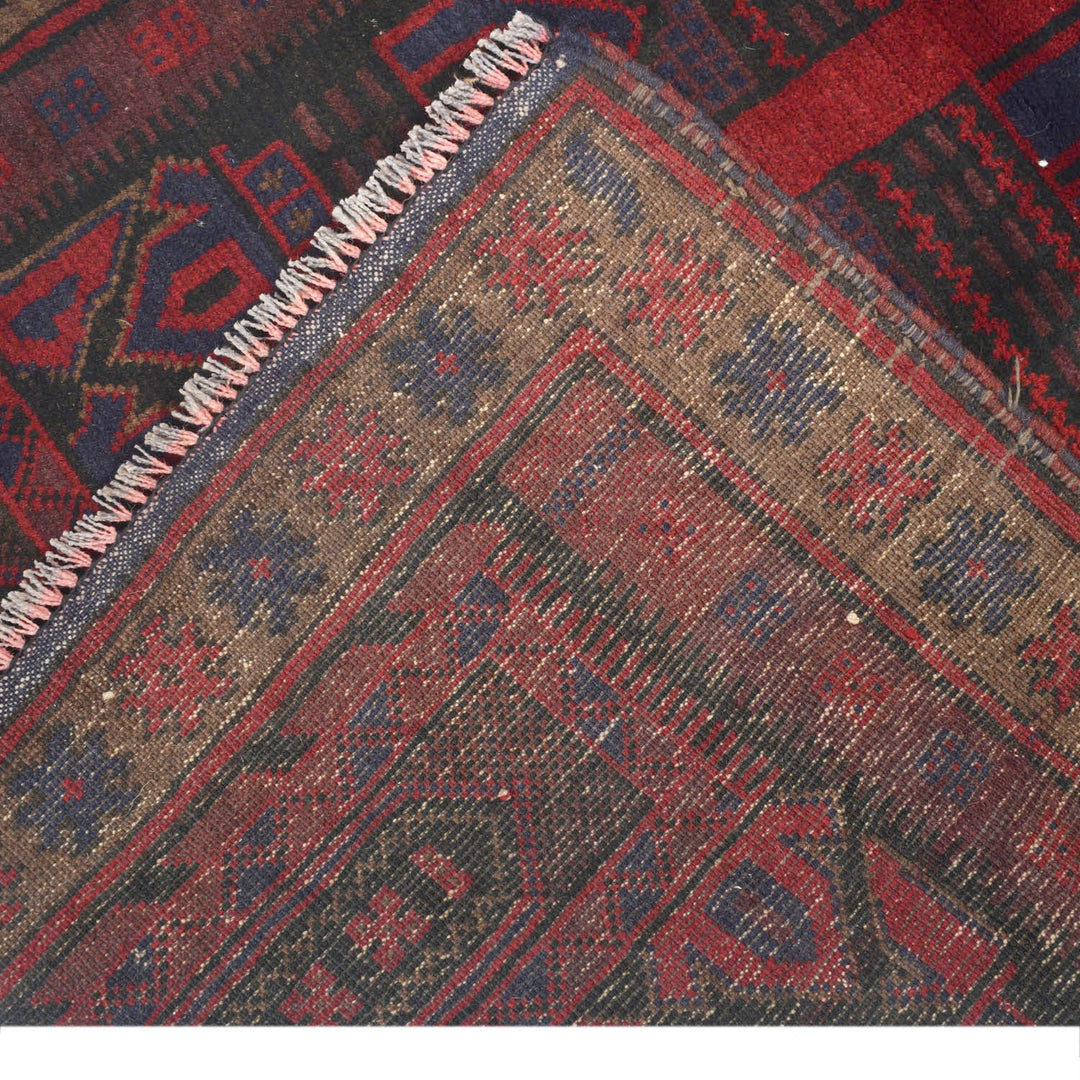 Afghan Tribal Prayer Rug 3'1" x 4'7" Hand-Knotted border