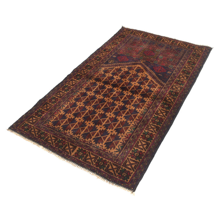 Afghan Tribal Prayer Rug 3' x 5'2" Hand-Knotted pattern