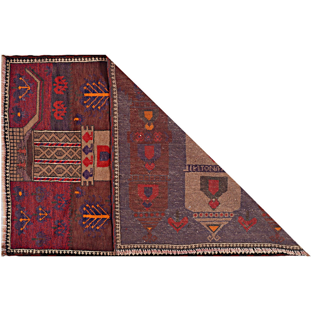 Afghan Tribal Prayer Rug 3'1" x 4'6" Hand-Knotted detail