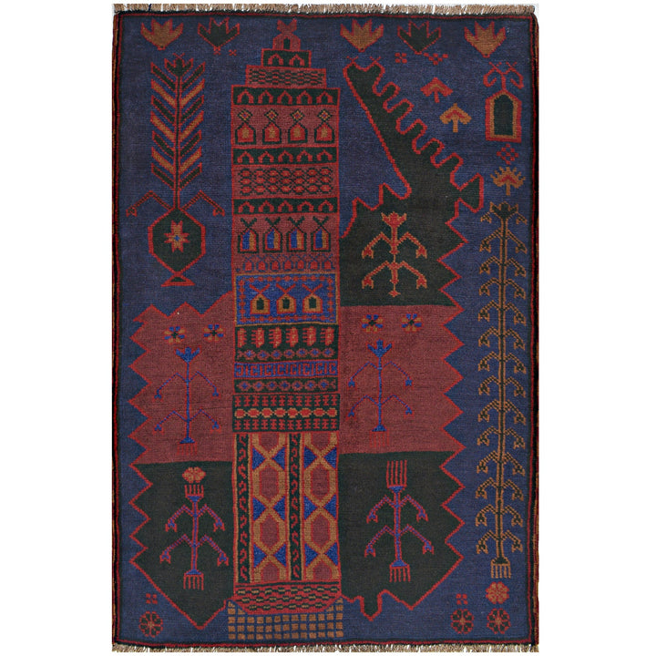 Afghan Prayer Rug 3'1" x 4'6" Hand-Knotted