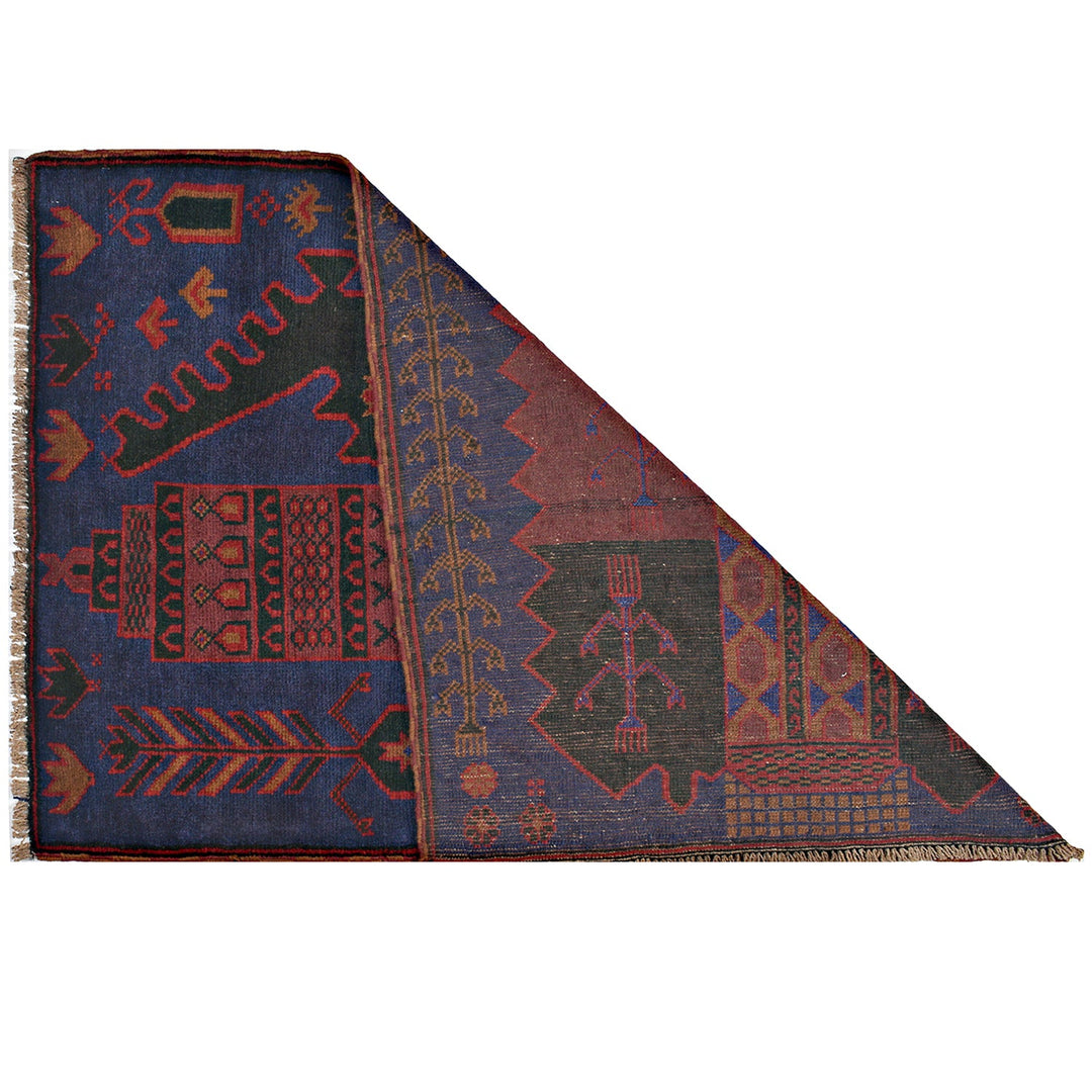 Afghan Prayer Rug 3'1" x 4'6" Hand-Knotted detail