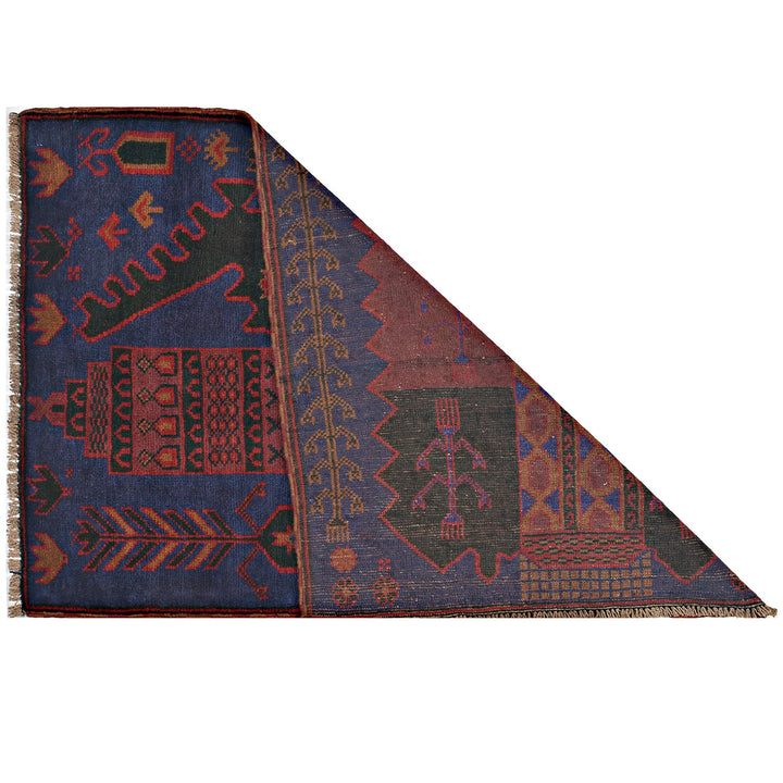 Afghan Prayer Rug 3'1" x 4'6" Hand-Knotted detail