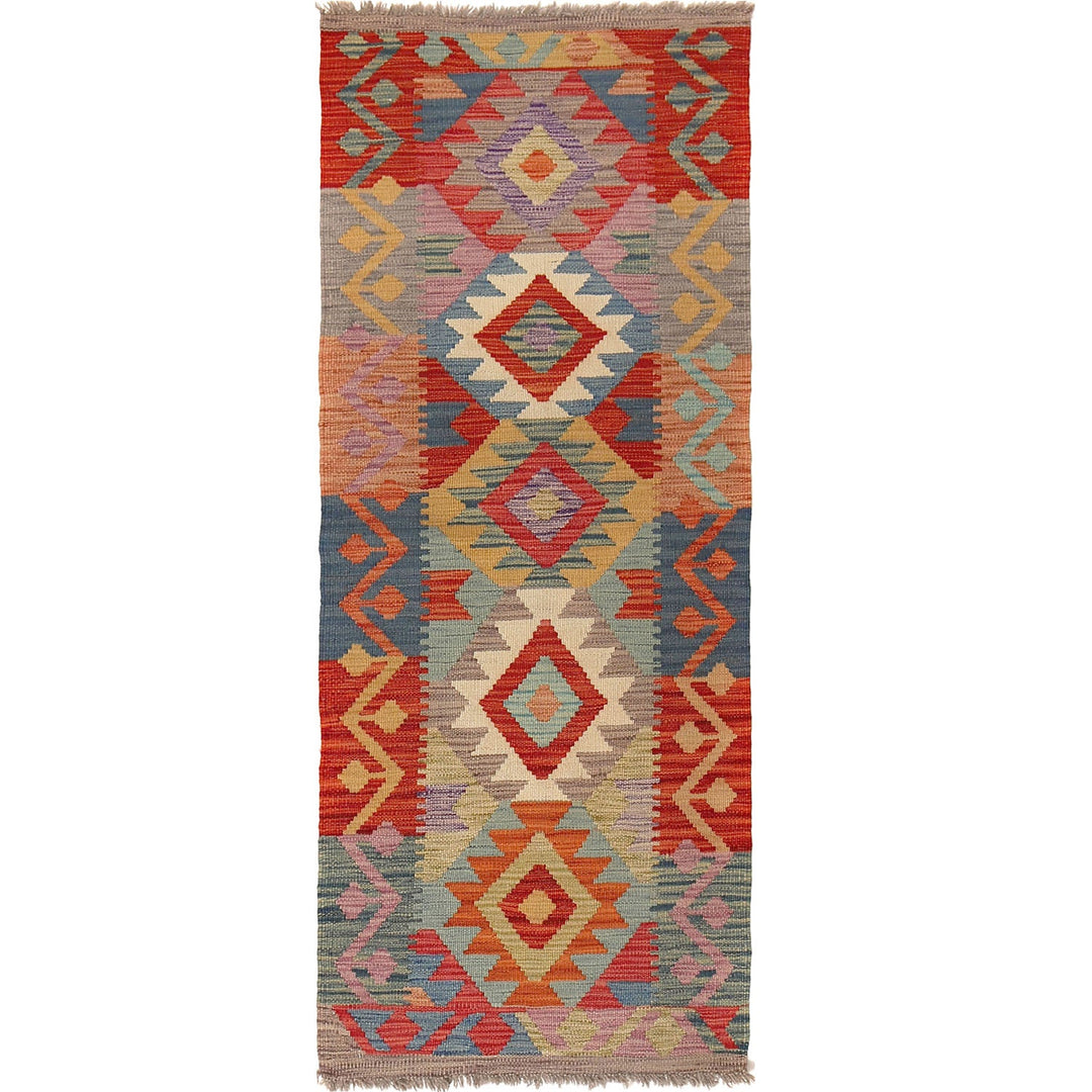 Afghan Kilim Rug 1'9" x 5'6" Flat-Weave