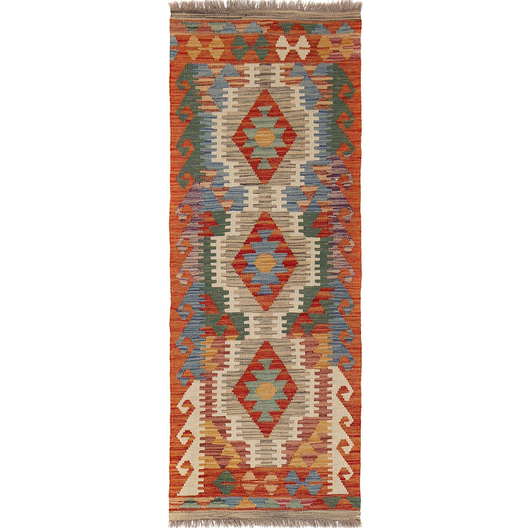 Afghan Kilim Rug 2' x 5'5" Flat-Weave