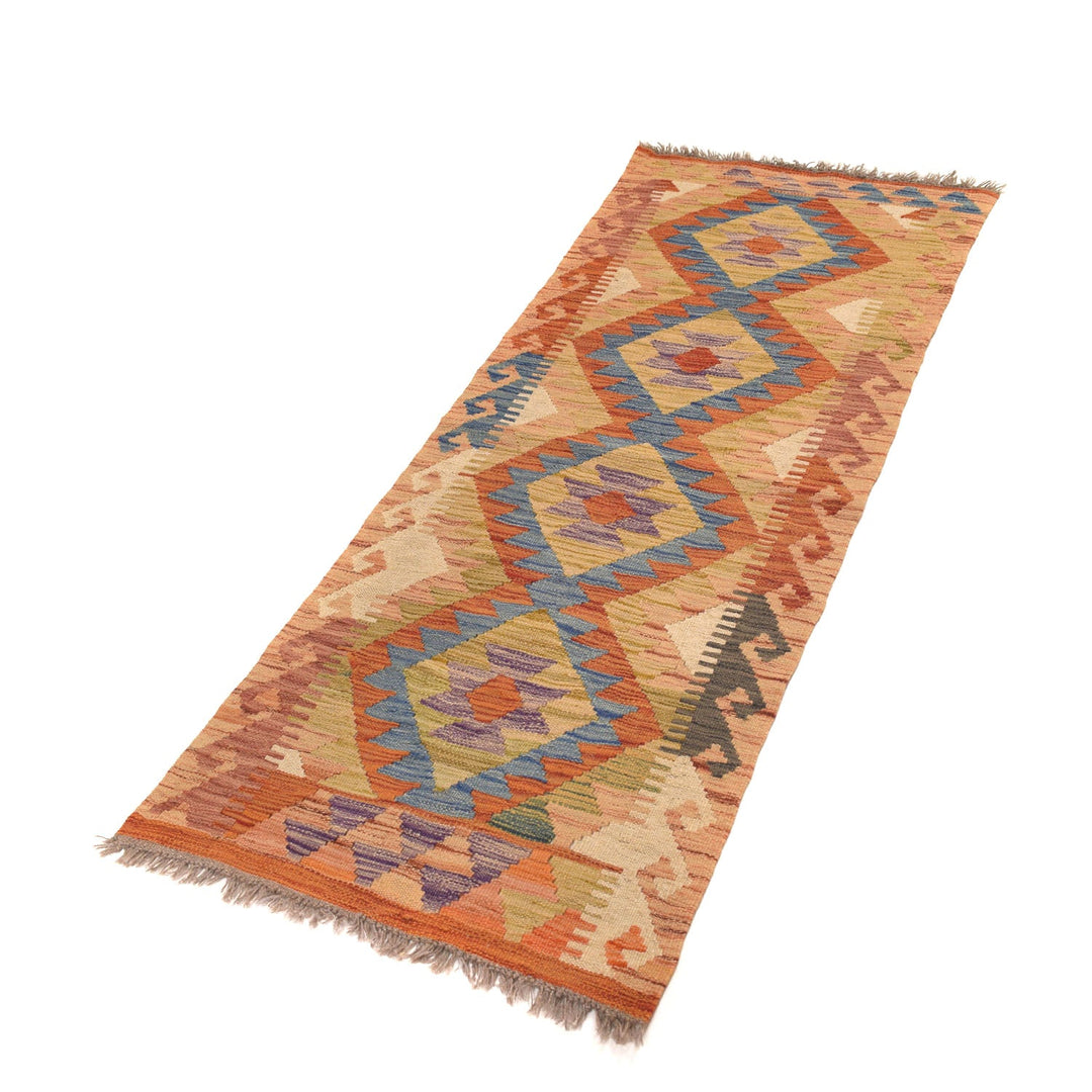 Vegetable Afghan Kilim Rug 2'1" x 5'5" Flat-Weave pattern